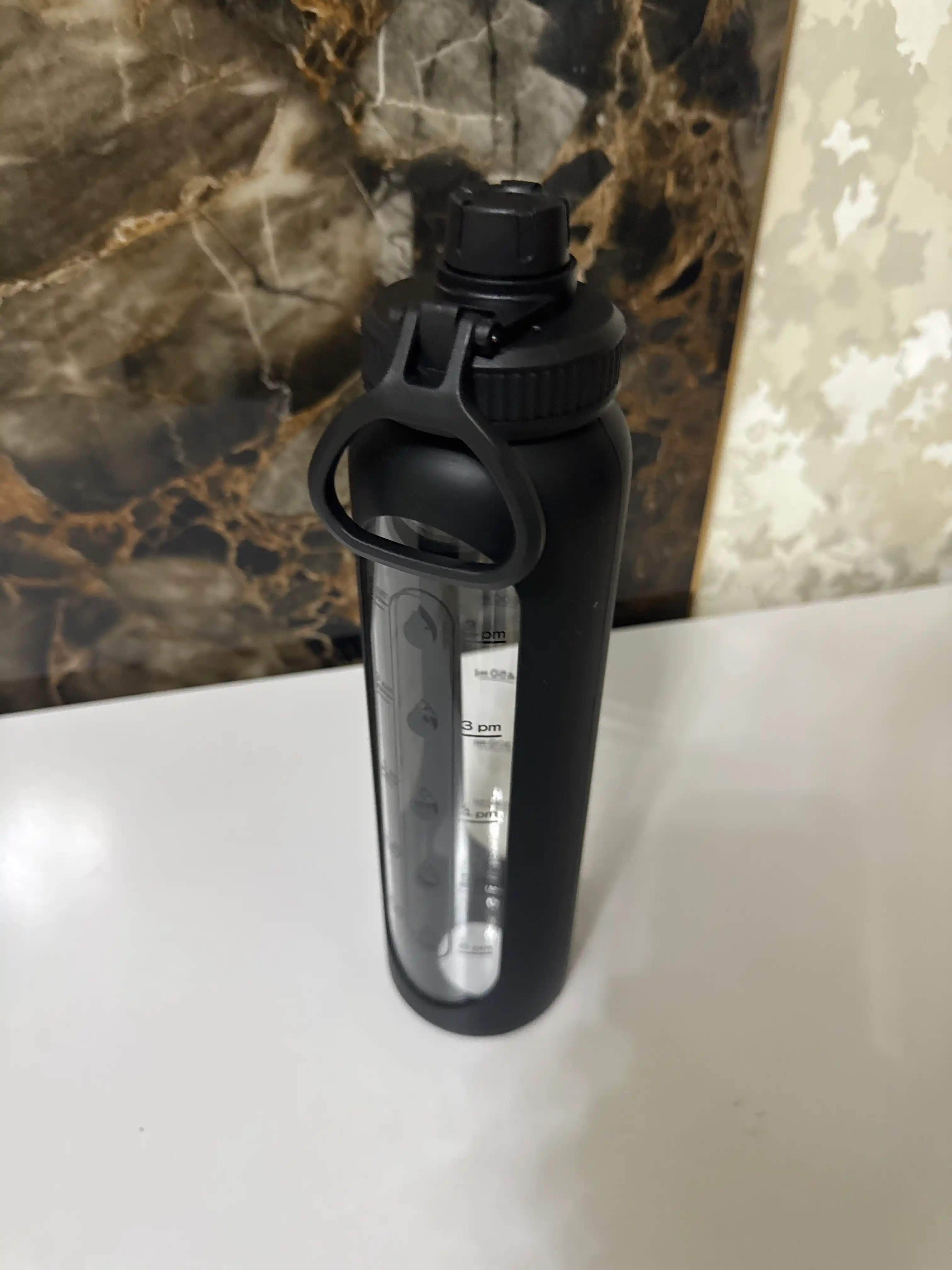 Suv uchun shkalali shaffof shisha idish, 1 liter suv butilka