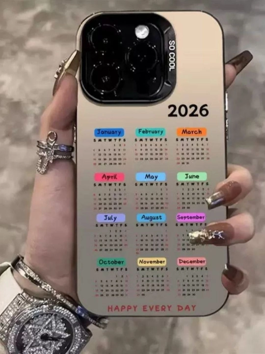 Силиконовый чехол для iPhone с дизайном календаря 2026,  для 11-16, Pro, Pro Max