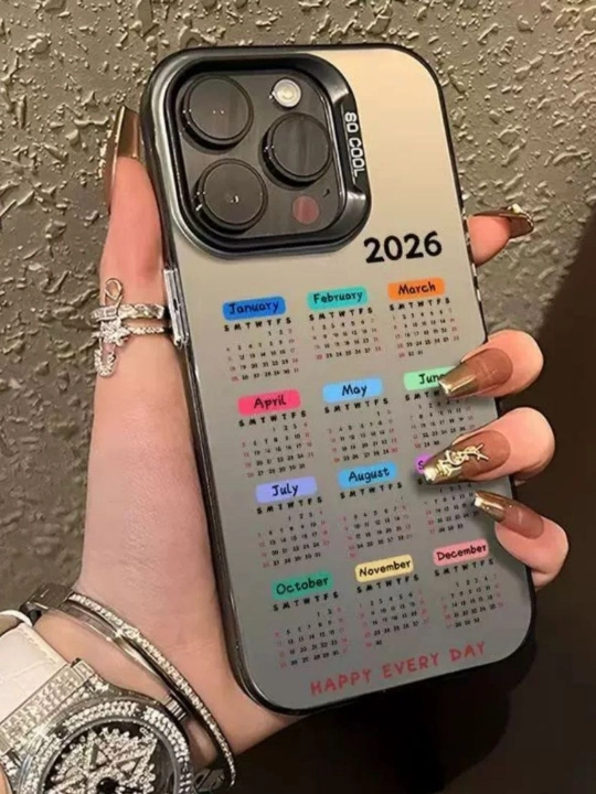 Силиконовый чехол для iPhone с дизайном календаря 2026,  для 11-16, Pro, Pro Max