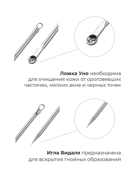 Набор инструментов для чистки лица и удаления черных точек, 4 штуки в футляре