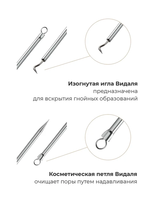 Набор инструментов для чистки лица и удаления черных точек, 4 штуки в футляре