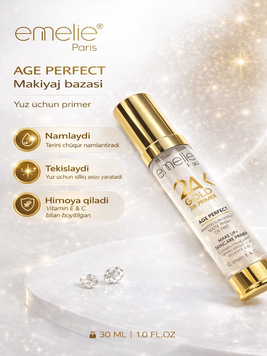 EMELIE 24K GOLD pardoz asosi, pardoz asosi, praymer, tonal krem