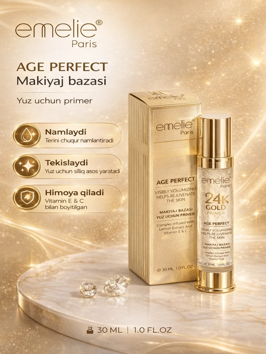 EMELIE 24K GOLD pardoz asosi, pardoz asosi, praymer, tonal krem