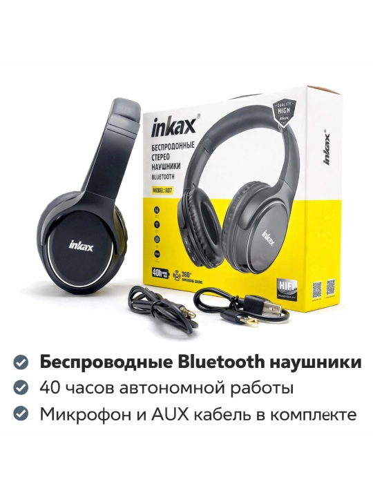 Наушники INKAX True Wireless H07, беспроводные, чёрный, Bluetooth 5.0 - 