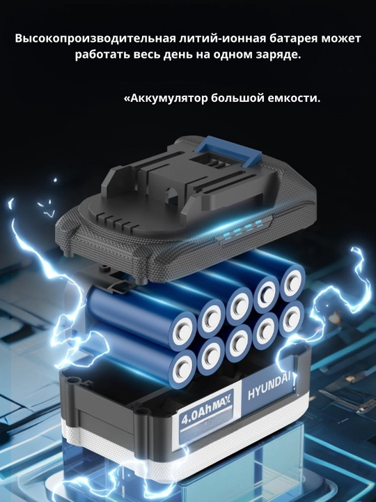 Щёточный аккумуляторная мойкa 6 в 1, 4.0Ah, 1 аккумулятор HYUNDAI