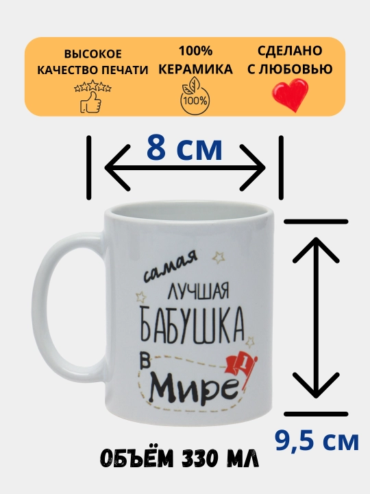 Кружка в подарок, керамическая, бокал, Кружка с принтом для мамы, бабушки, папы, дедушки