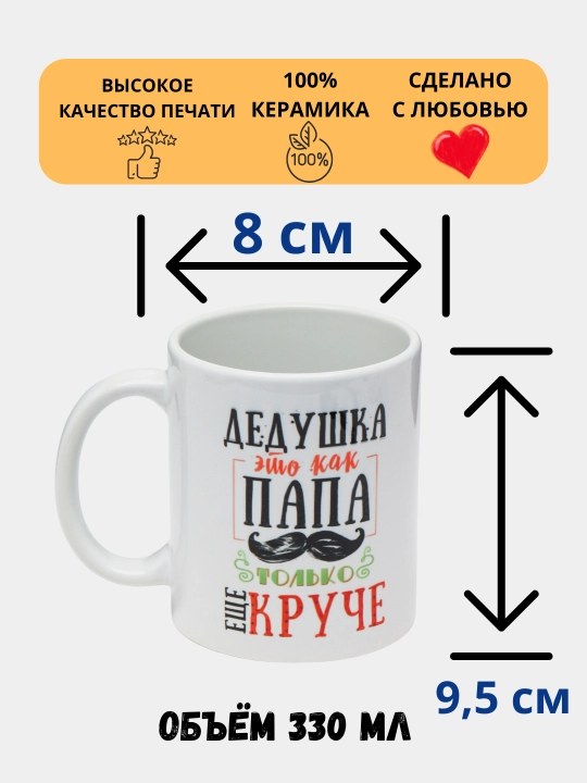 Sovg'a krujkasi, keramika, stakan, onam, buvim, dadam, bobom uchun bosma krujka