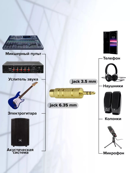 3.5 mm (Mini Jack) → 6.3 mm (Jack) stereo adapter va teskarisi