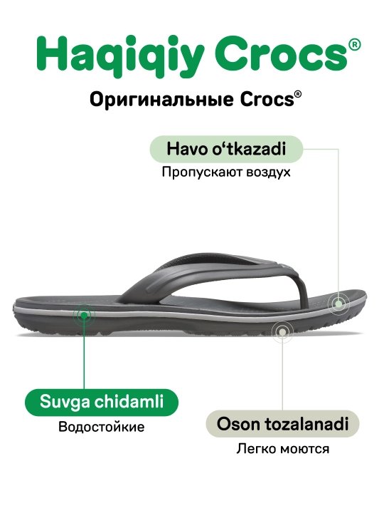 CROCS Crocband Flip 11033-0EX/11033-410/11033-0DD shippaklar, ayollar va erkaklar uchun