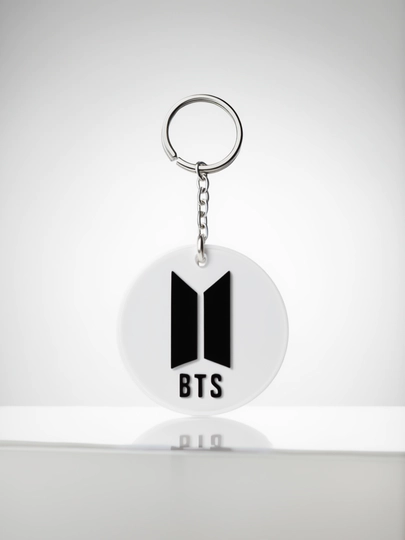 Брелок BTS для ключей, круглая подвеска с логотипом, аксессуар — LAYERLA-BTS-БЕЛЫЙ