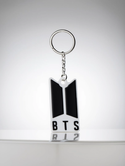 Брелок BTS для ключей, круглая подвеска с логотипом, аксессуар — LAYERLA-BTS-БЕЖЕВ