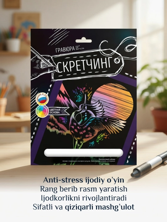 Ijod uchun LORI skretching-gravyura to‘plami "Kuchukcha" - o‘z qo‘llaringiz bilan san’at - 