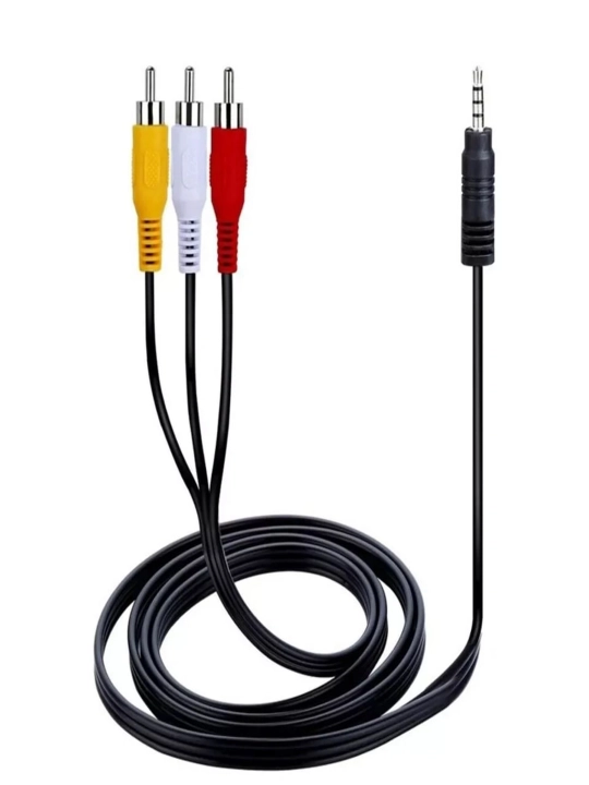 AUX audio kabel 3.5 mm → 3xRCA (stereo+video), 1.5 metr