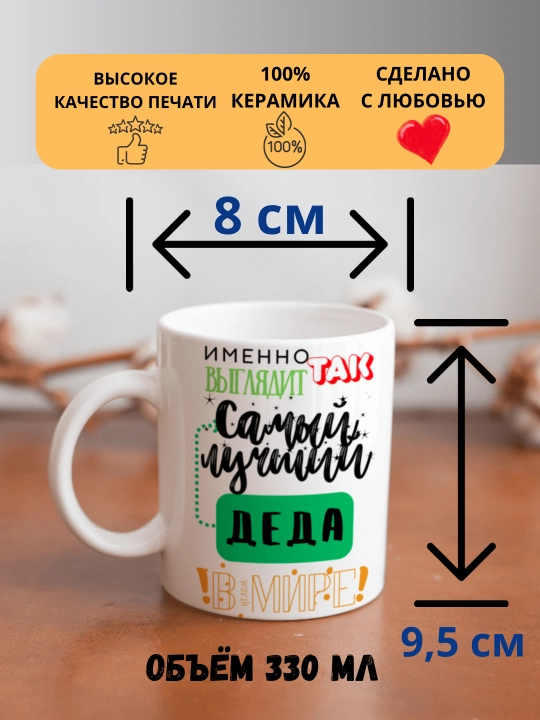 Кружка в подарок, с принтом, керамическая, для Папы, Мамы, Жене