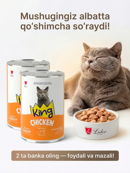 Влажный корм для кошек, 400 гр, аппетитные кусочки в соусе, курица и лосось