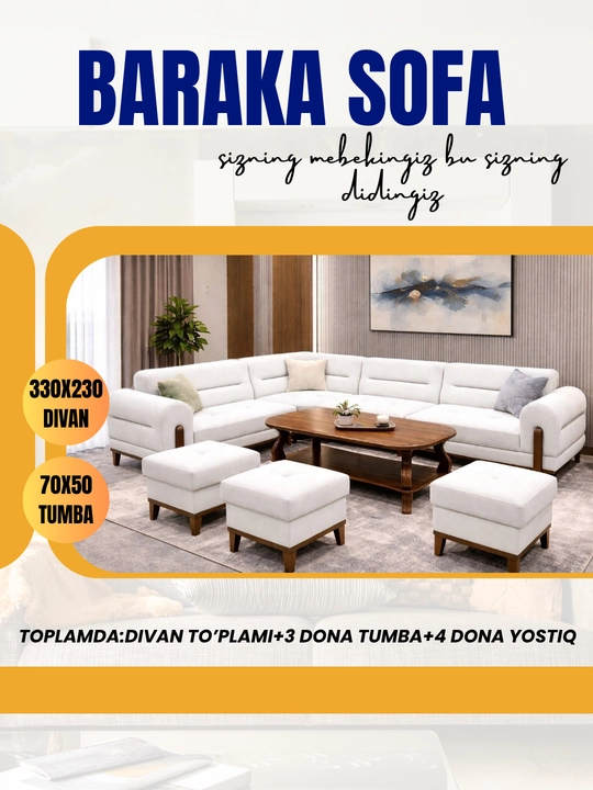 Baraka sofa yumshoq mebel to'plami - 