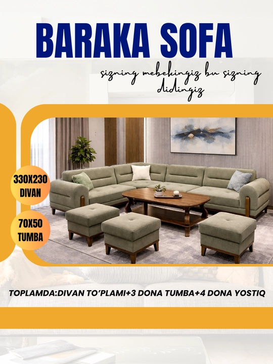Baraka sofa yumshoq mebel to'plami - 
