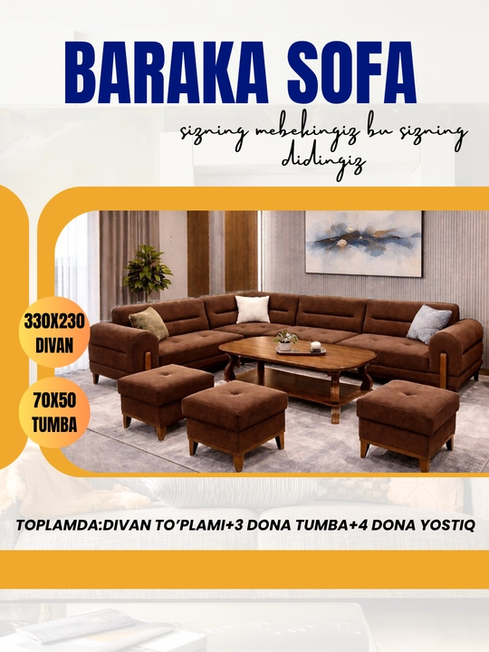 Baraka sofa yumshoq mebel to'plami - 