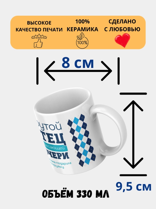 Кружка с принтом, для мамы, бабушки, папы, дедушки, белая, керамическая