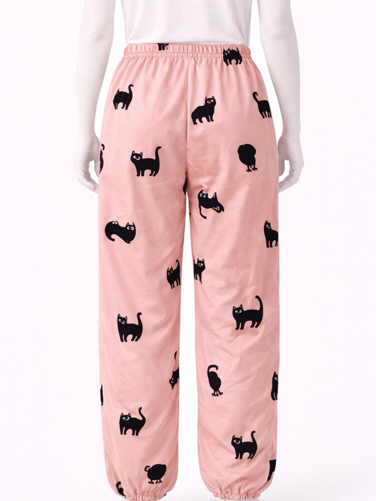 Ayollar pijama set mushuk print uy kiyimi qulay yumshoq trend set