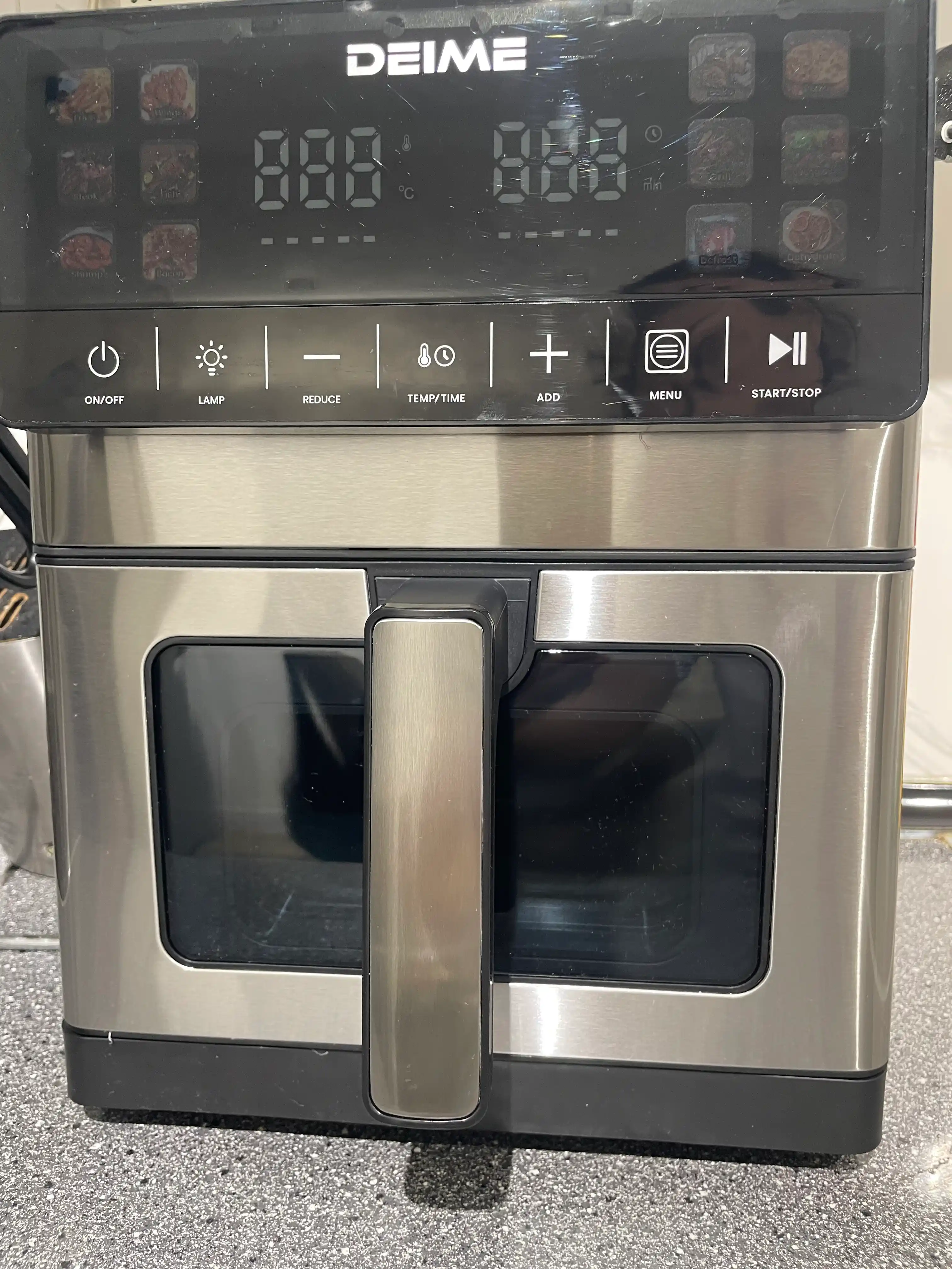 Deime aerogrill, 6, 7, 8, 10 l, yog‘siz qovurish, 1800 Vt quvvatli, ko‘p funksiyali