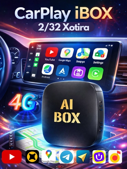 CarPlay 2×32 беспроводной Apple CarPlay/Android Auto, YouTube, навигатор — AVTODKN-КАРПЛАЙ30-ЧЕРН