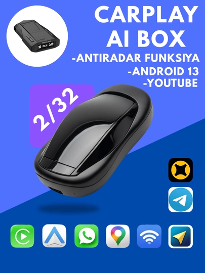 CarPlay 2×32 беспроводной Apple CarPlay/Android Auto, YouTube, навигатор — AVTODKN-КАРПЛАЙ30-ЧЕРНСТЕ