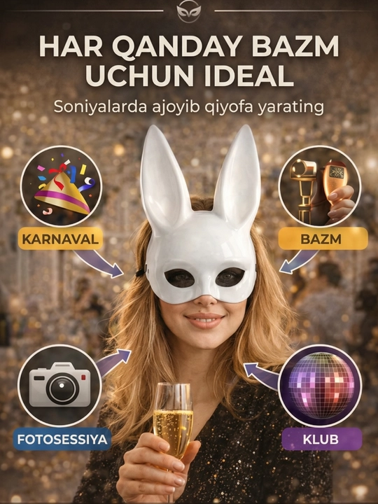 Karnaval niqobi, bayramlar uchun niqob, rolli o‘yinlar uchun niqob, maskarad - 