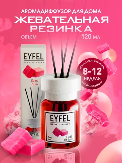 Освежитель воздуха EYFEL для дома, автомобиля и офиса, диффузор с палочками  55 мл, 120 мл — MYSHOME-172-ФУКСИЯ-1-55