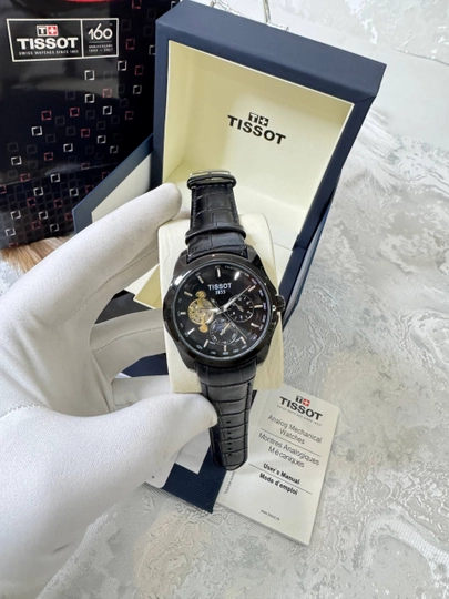 Tissot мужские наручные часы,классический дизайн,механический механизм,эко-кожаный ремешок — BRANDLU-TISSOTREM001-ЧЕРН
