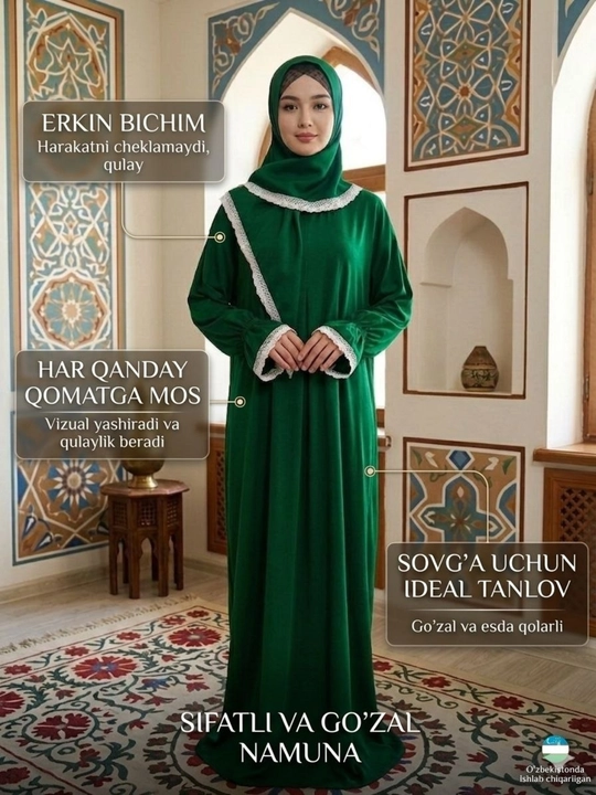 Namoz nomoz musulmonlarning Umra Haj uchun kiyadigan kiyimi, ayollar kiyimi razmeri 46-54