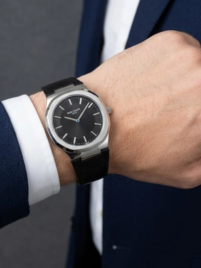 Мужские наручные часы в стиле Patek Philippe, классические кварцевые, кожаный ремешок — WTCLINE-PATEKNEW3-ЧЕРН