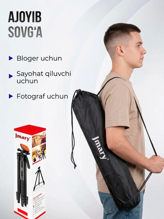 Shtativ tripod Jmary KP-2205, MT-75 telefon ushlagichi bilan kamera va telefon uchun