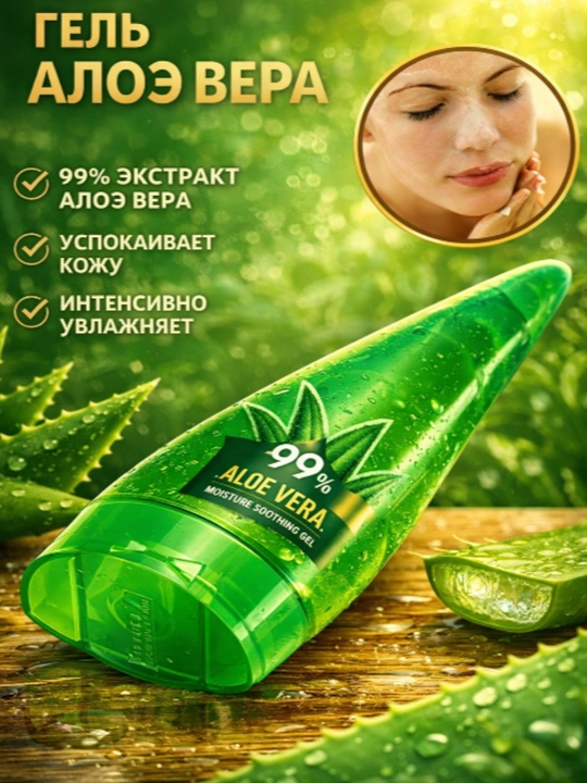 Гель с алоэ вера 99% Holika Holika – китайский гель для лица и тела, 120 мл - 