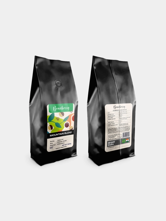 Qahva donlari Mountain Blend, 90/10 arabika+robusta, dark roast, kislinikasiz, 1 kg - 
