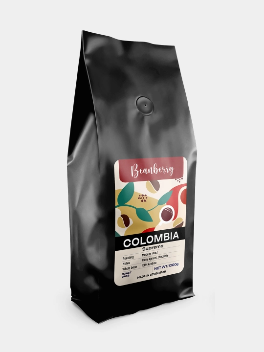 Qahva donlari Colombia Supremo, arabika, o‘rta qovurish, 1 kg - 