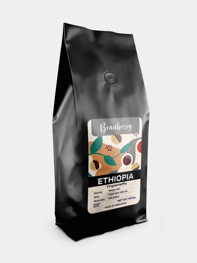 Кофе в зернах Ethiopia Yirgacheffe, мытая арабика, средняя обжарка, 1 кг