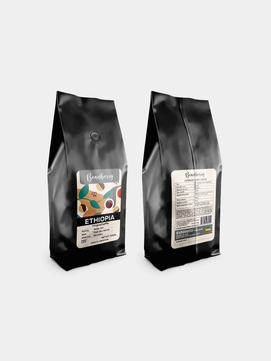 Qahva donlari Ethiopia Yirgacheffe, yuvilgan arabika, o‘rta qovurish, 1 kg - 