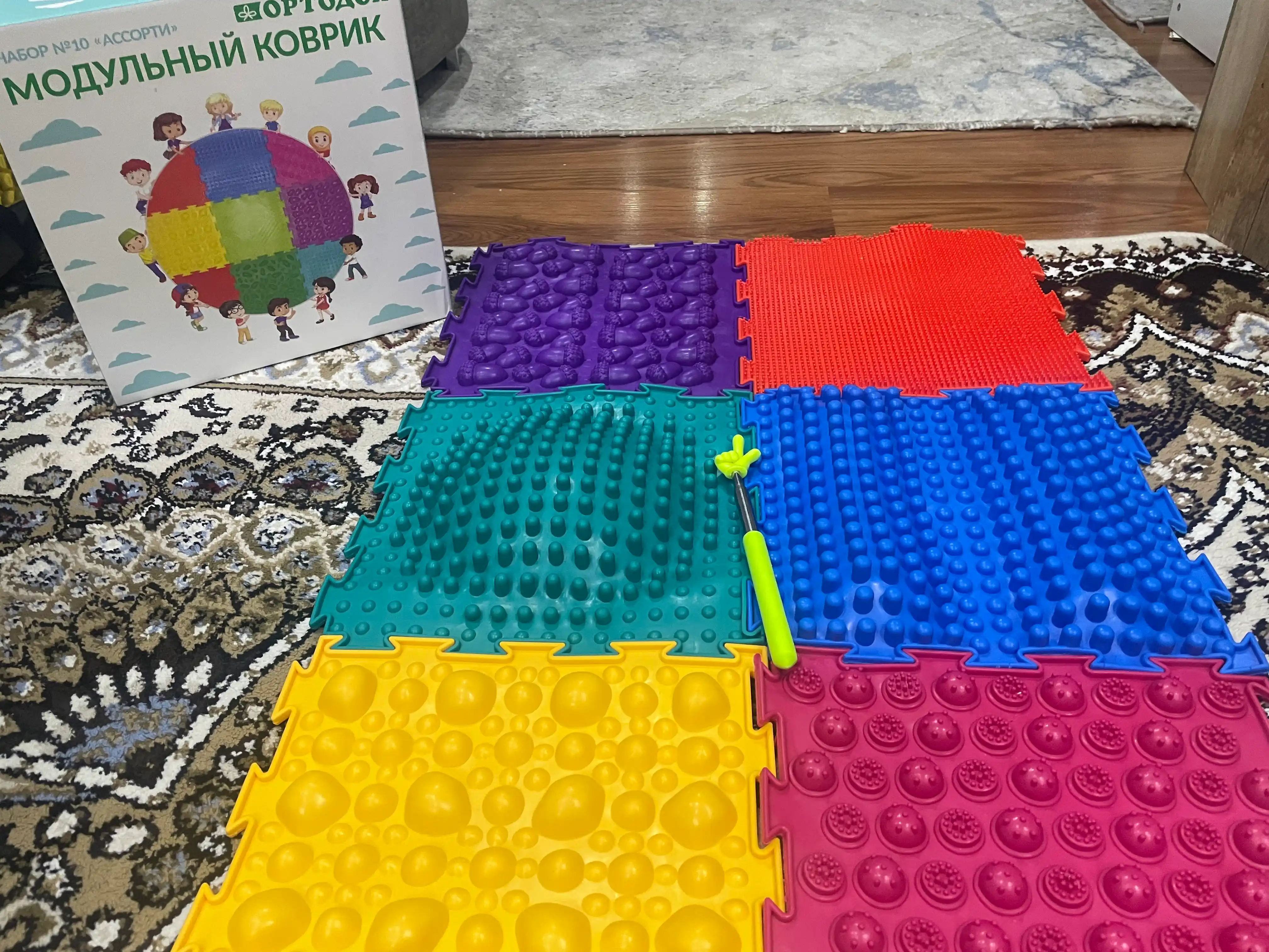 Детский массажный модульный коврик ОРТОДОН, развивающая полусфера- балансир для моторики