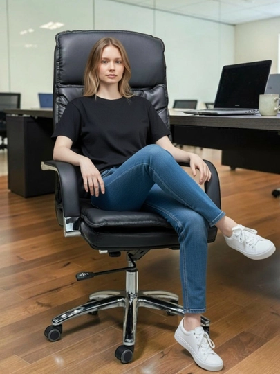 Эко кожа, кресло для вашего дома и офиса, Модель: C 580 A — ALLITEM-C580A-ЧЕРН