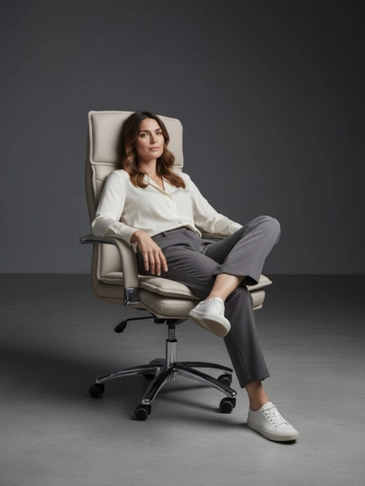 Эко кожа, кресло для вашего дома и офиса, Модель: C 580 A — ALLITEM-C580A-БЕЖМЕЛ