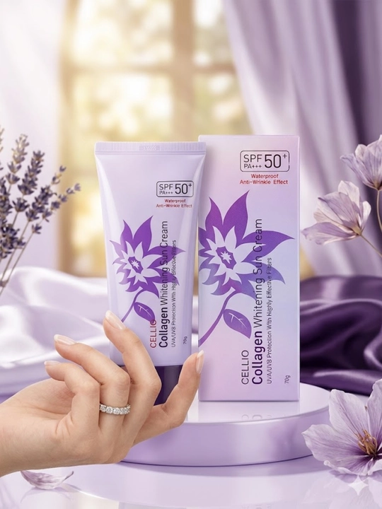 Quyoshdan himoya qiluvchi krem Cellio Collagen Whitening Sun Cream SPF 50+ PA+++, 70 g - 