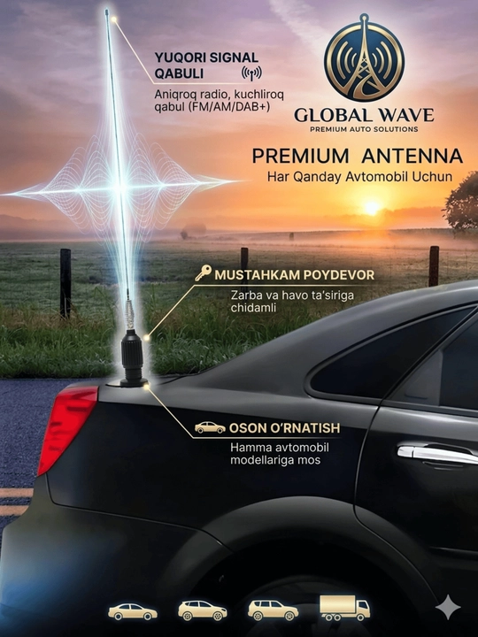 Avtomobil tomiga antenna, magnitda, 87 sm