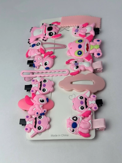 Набор детских заколок для волос, розовые, 14 шт, с фигурками — MARYAMG-MACLIP14PINK-РОЗОВ
