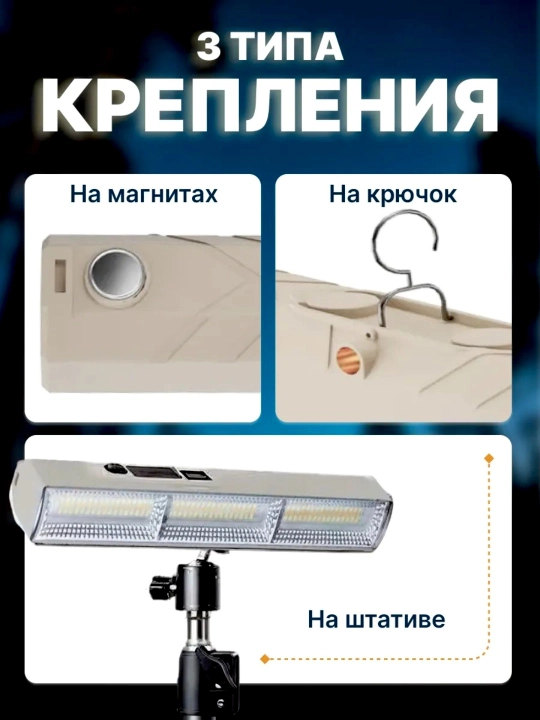 LED chiroq KK-410, 411, 412 USB va Type-C dan ishlaydi, Li-ion batareya