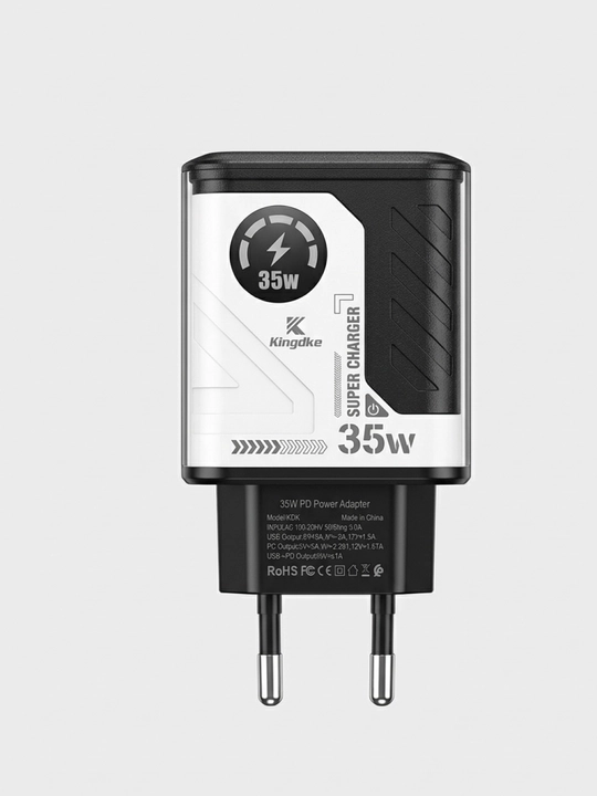 Kingdko 35W Turbo зарядник 2 порта Type-C PD + USB-A QC - 