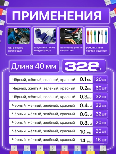 Набор термоусадочных трубок – 328 шт / 530 шт "обычная и в боксе"