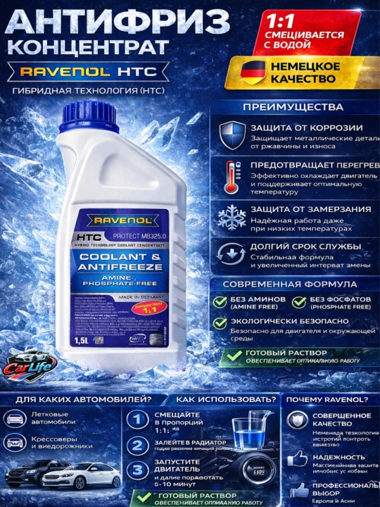 Antifriz RAVENOL HTC Protect MB 325.0 Concentrate (концентрат) - 