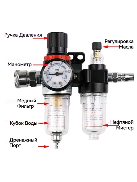 Namlikni ajratuvchi filtrli va havo bosimini manometrli rostlagichli reduktor - 