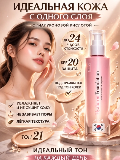 Корейский тональный Фоундатион BB с гиалуроновой кислотой AMA, SPF 20, с защитой от солнца — SARA30-FOUNDATION1